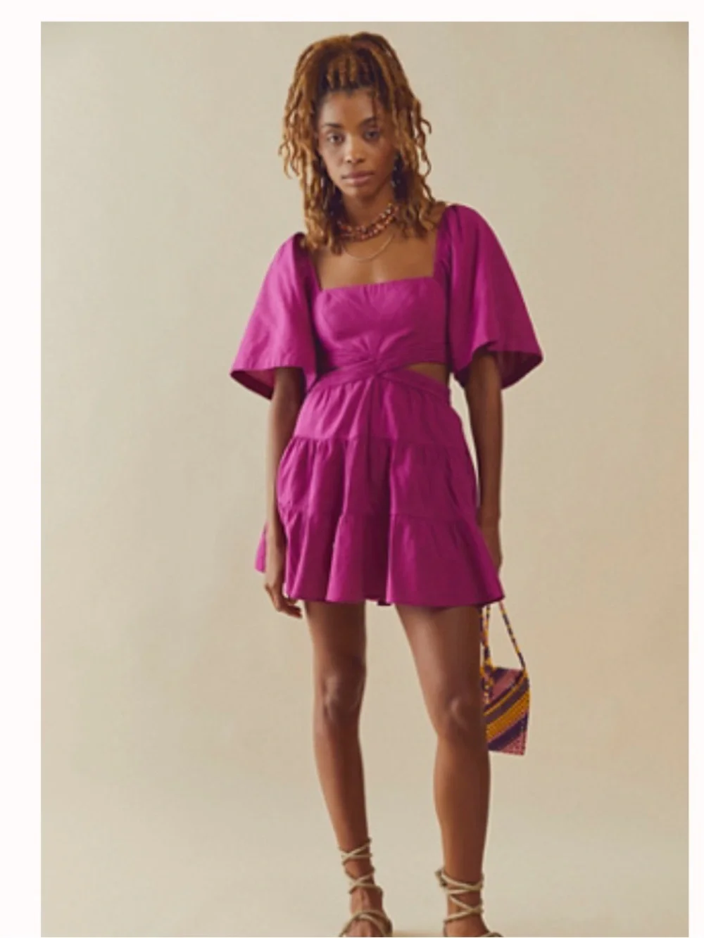 Free People - Raspberry Cross of Sunlight Mini Dress